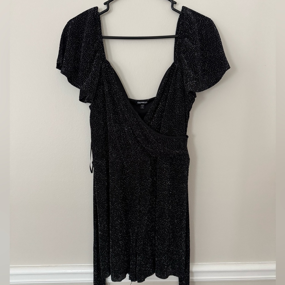 Express Black Mini Dress with Ruffle Sleeves